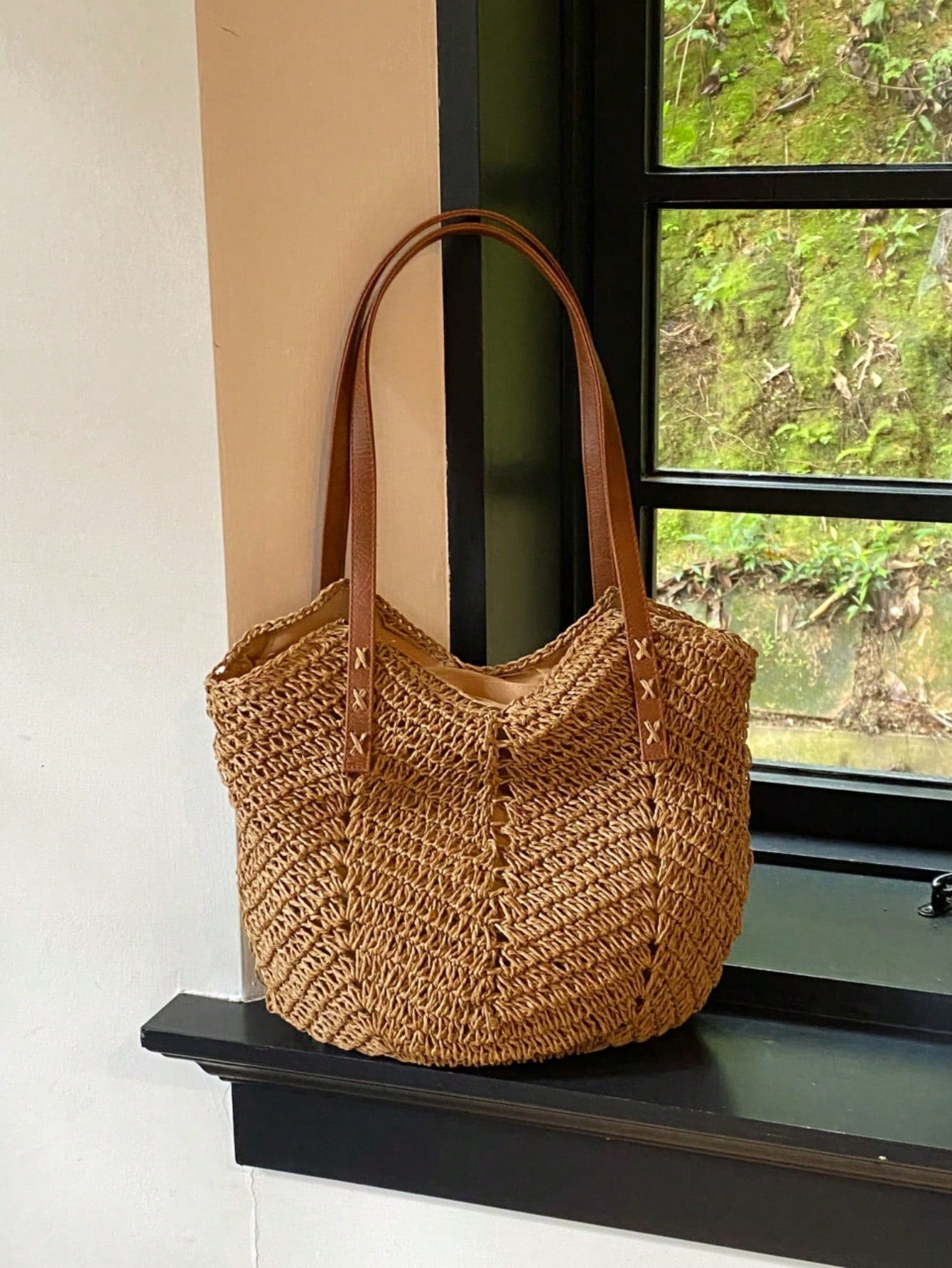 New Large Capacity Tote Bag, Woven Straw Dual Handle Design Women's Bag, Beach Bag For Commuting, Daily Shopping, Travel, Beach, Elegant, Lightweight, Casual, Portable, Suitable For Teenagers, College Girls, Outdoor Travel, Vacation, Medium Size