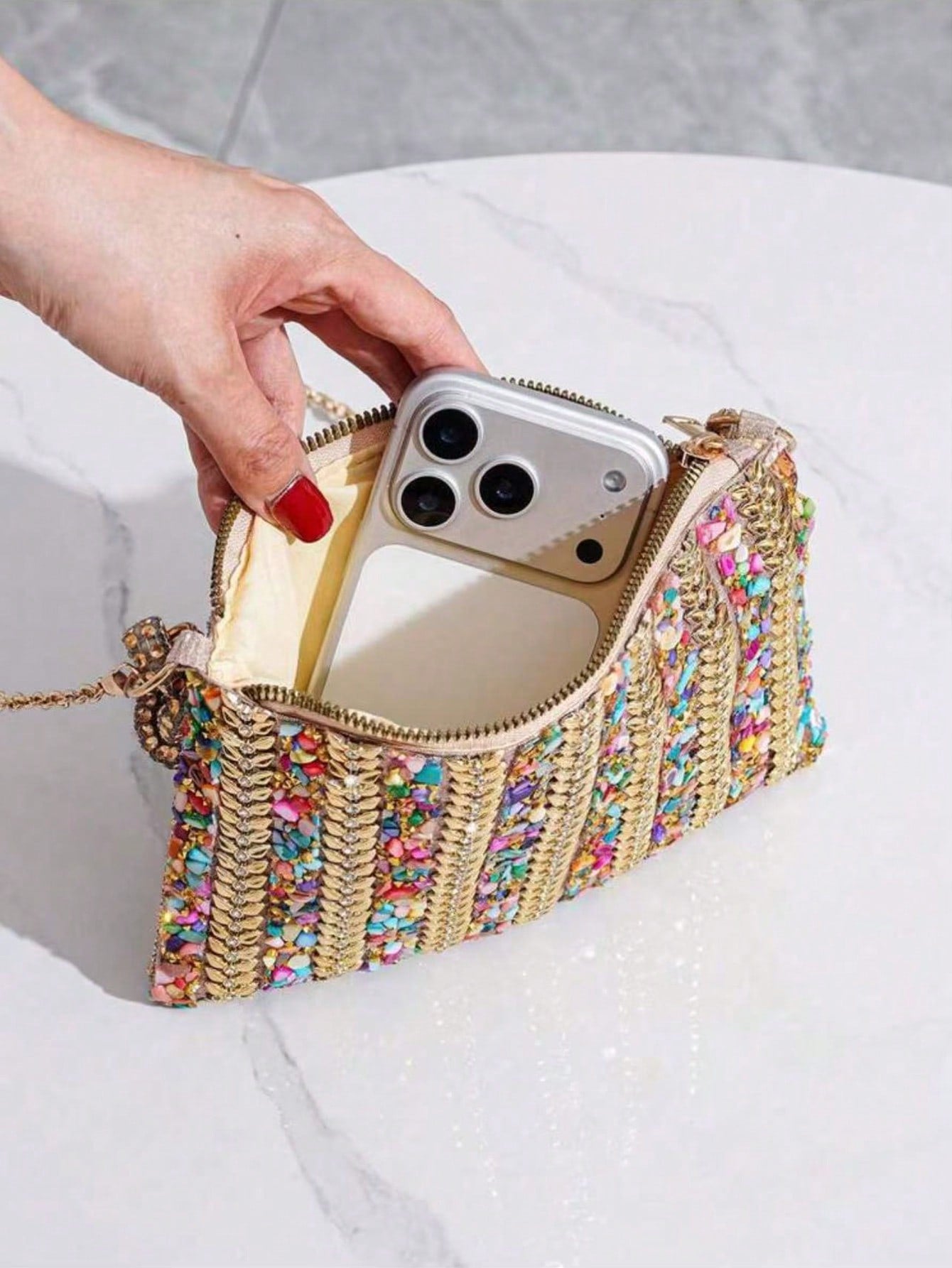 2026 New Rhinestone Decorated Evening Bag, Colorful Banquet Bag, Elegant Party Event Handbag,