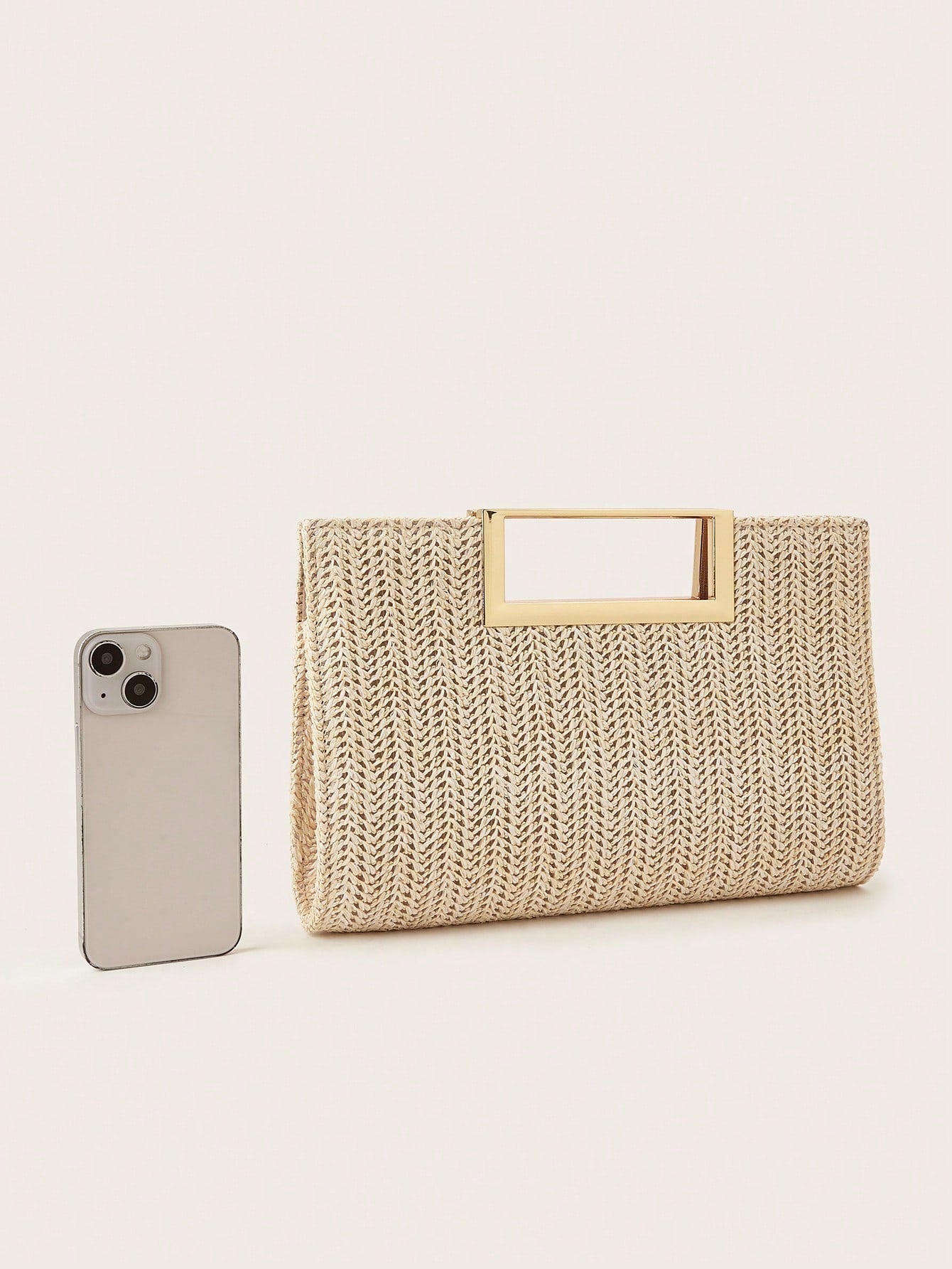 AIBBYDAR Beige Woven Handbag For Women, Fashion Tote Bag For Holiday, Beach, Business Commute, Casual, Minimalist, Beach, Vacation, Woven Bag
