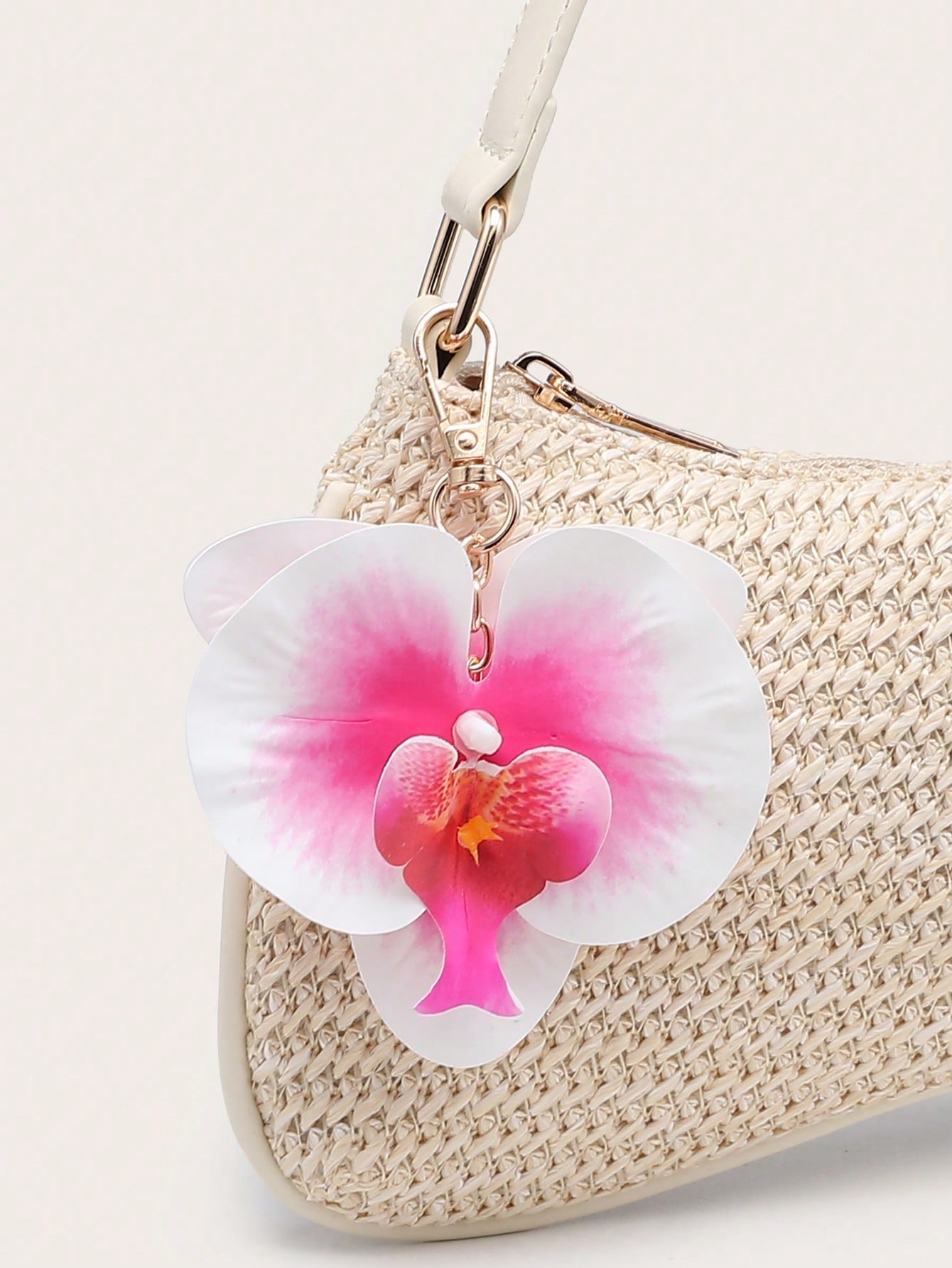 Women's Underarm Shoulder Bag, Square Bag, PU Rope Flower Pendant, Large Capacity, Lightweight, Casual Fashionable Beach Vacation Style, Suitable For Shopping And Vacation , Beach Bag, Holiday, Straw Bag