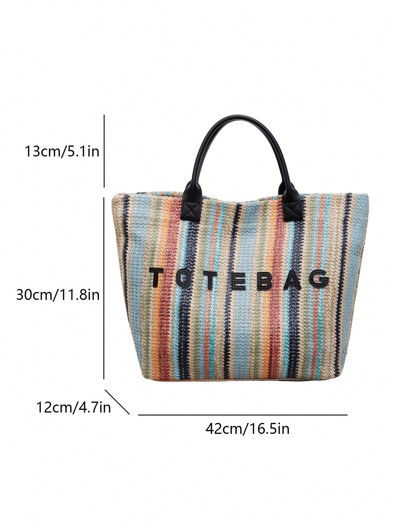 New Large Capacity Letter Decor Woven Straw Tote Bag, Multi-Functional Commute Casual Vacation Woven Straw Handbag Suitable For Commuting, Shopping, Beach Vacation, Office, Holidays