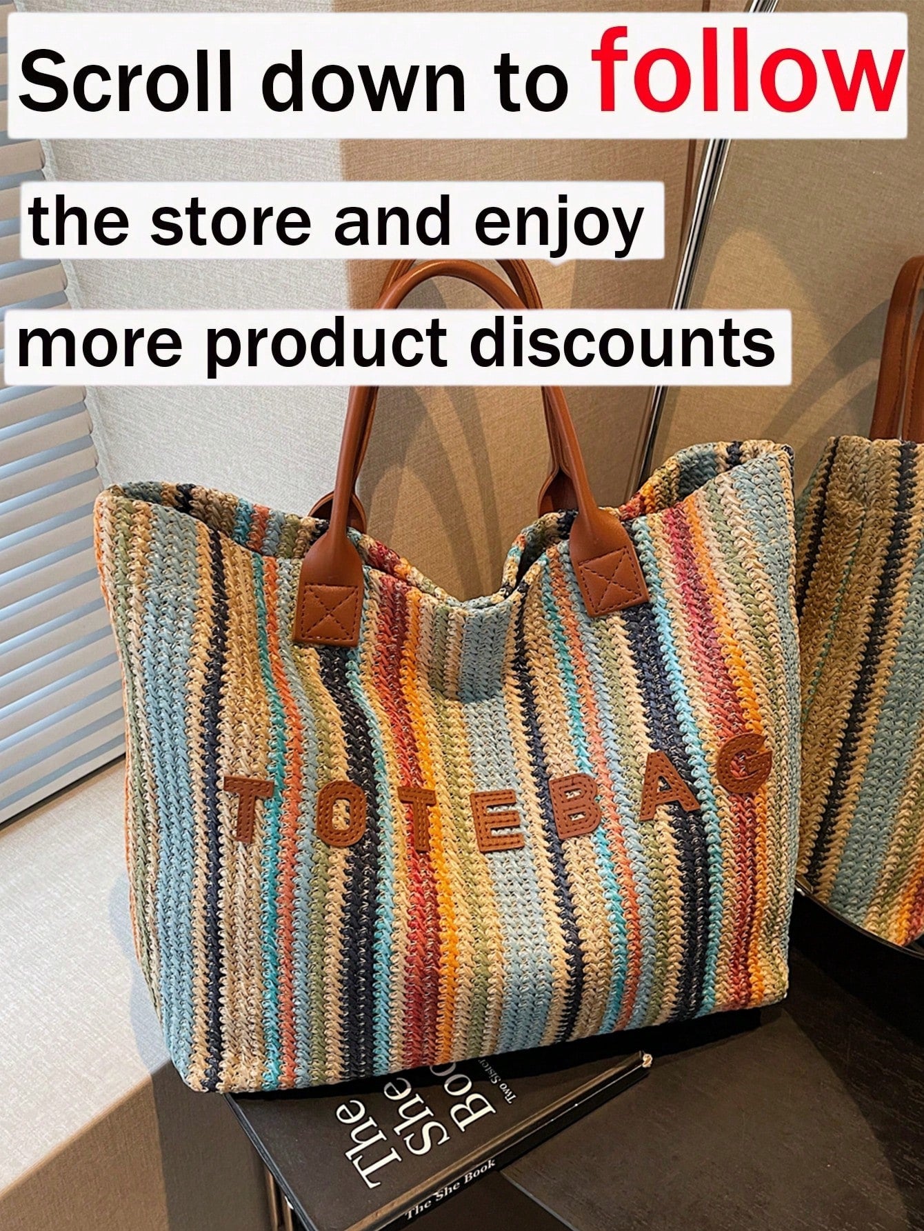 New Large Capacity Letter Decor Woven Straw Tote Bag, Multi-Functional Commute Casual Vacation Woven Straw Handbag Suitable For Commuting, Shopping, Beach Vacation, Office, Holidays