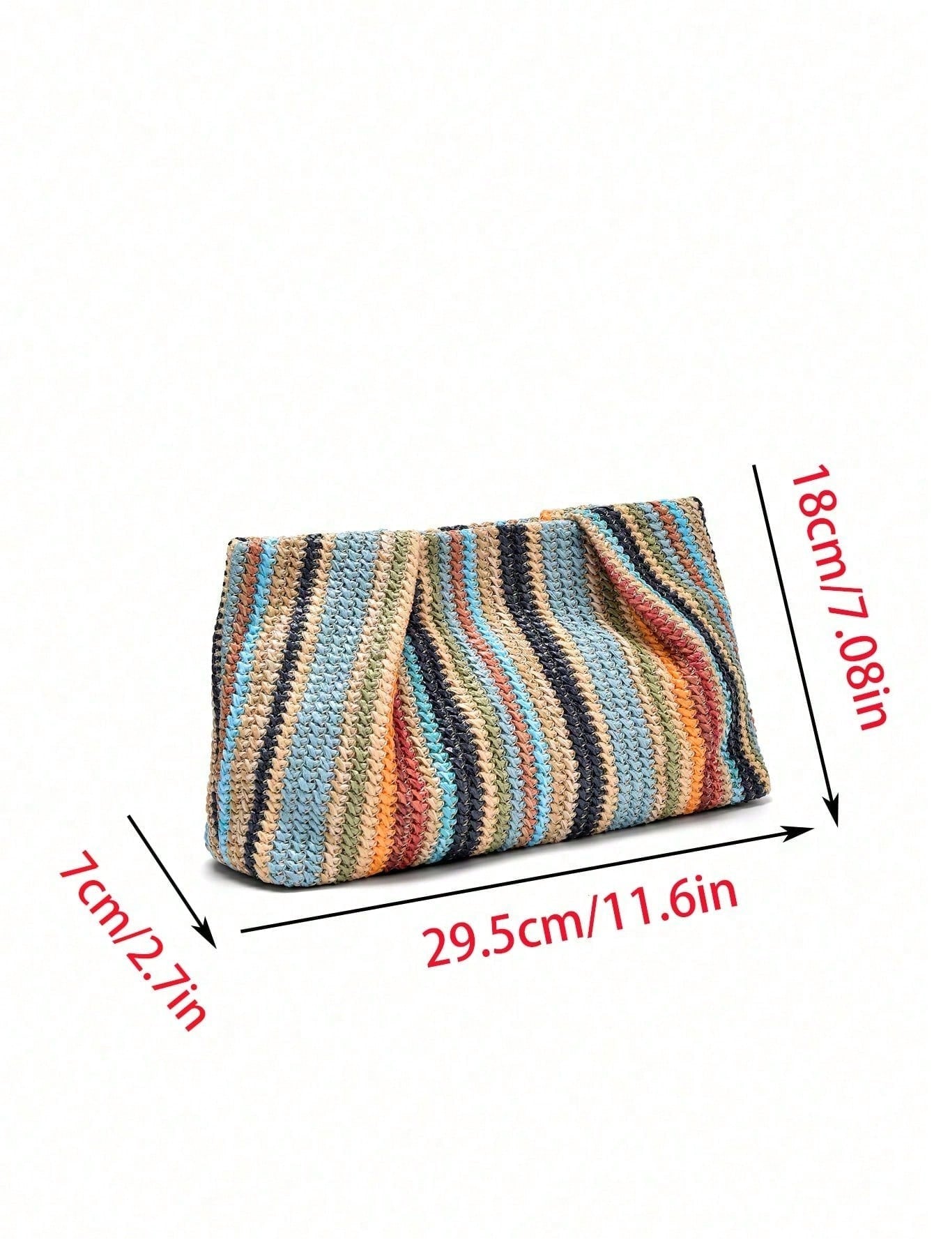 1pc Rainbow Color Woven Clutch Bag, Minimalist & Fashionable, Suitable For Casual/Daily Use, Woven Bag