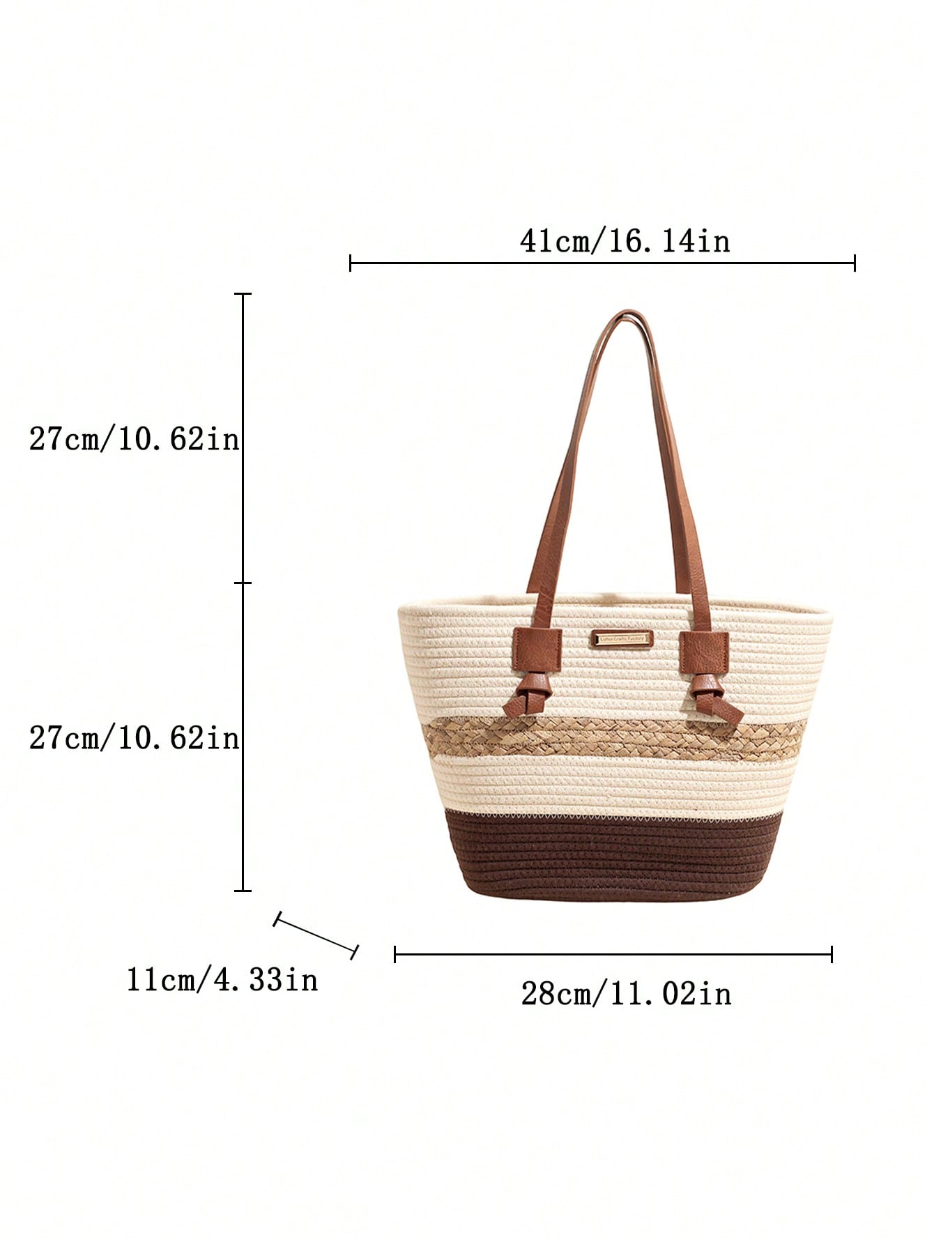 1pc Colorblock Striped Straw Tote Bag, Large Capacity Commuter Beach Shoulder Bag For Women