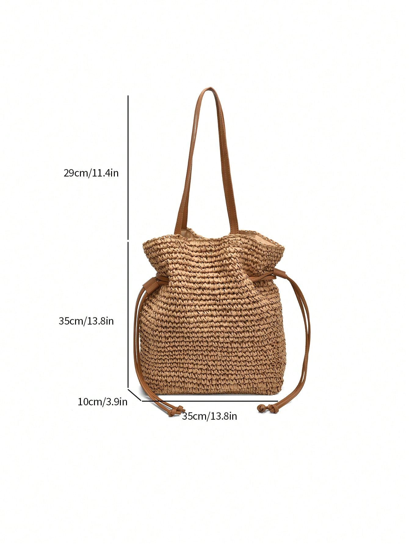 Fashionable Casual Versatile Solid Color Straw Tote Bag, Suitable For Holiday,