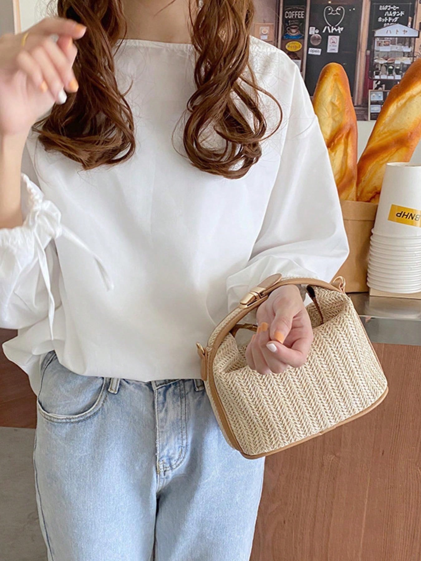 Summer Straw Woven Handbag, Casual Women's Tote Bag, Shoulder Bag, Crossbody Bag