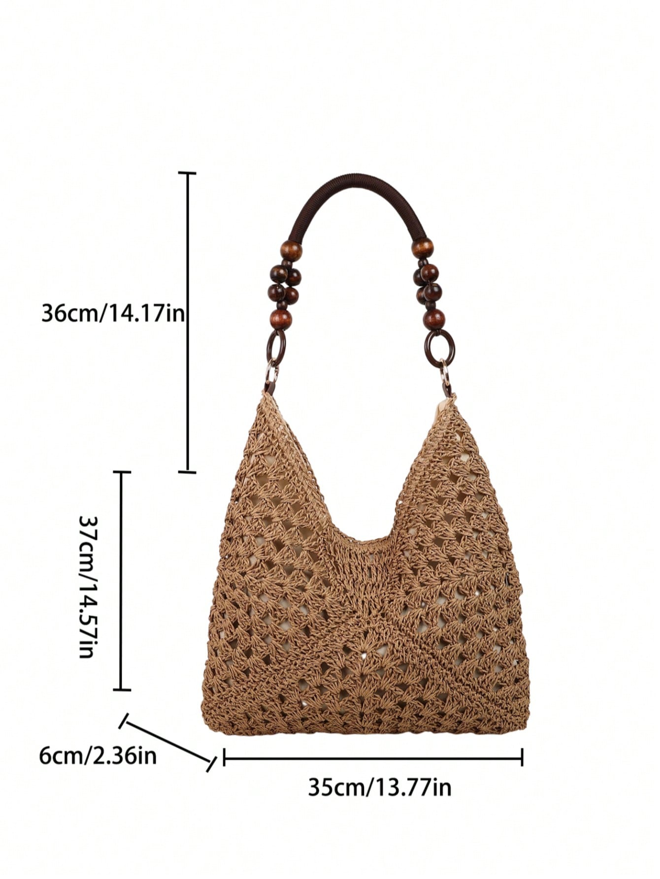 EMERY ROSE Large Capacity Portable Women's Woven Straw Shoulder Bag Medium Handbag With Handle For Beach Vacation