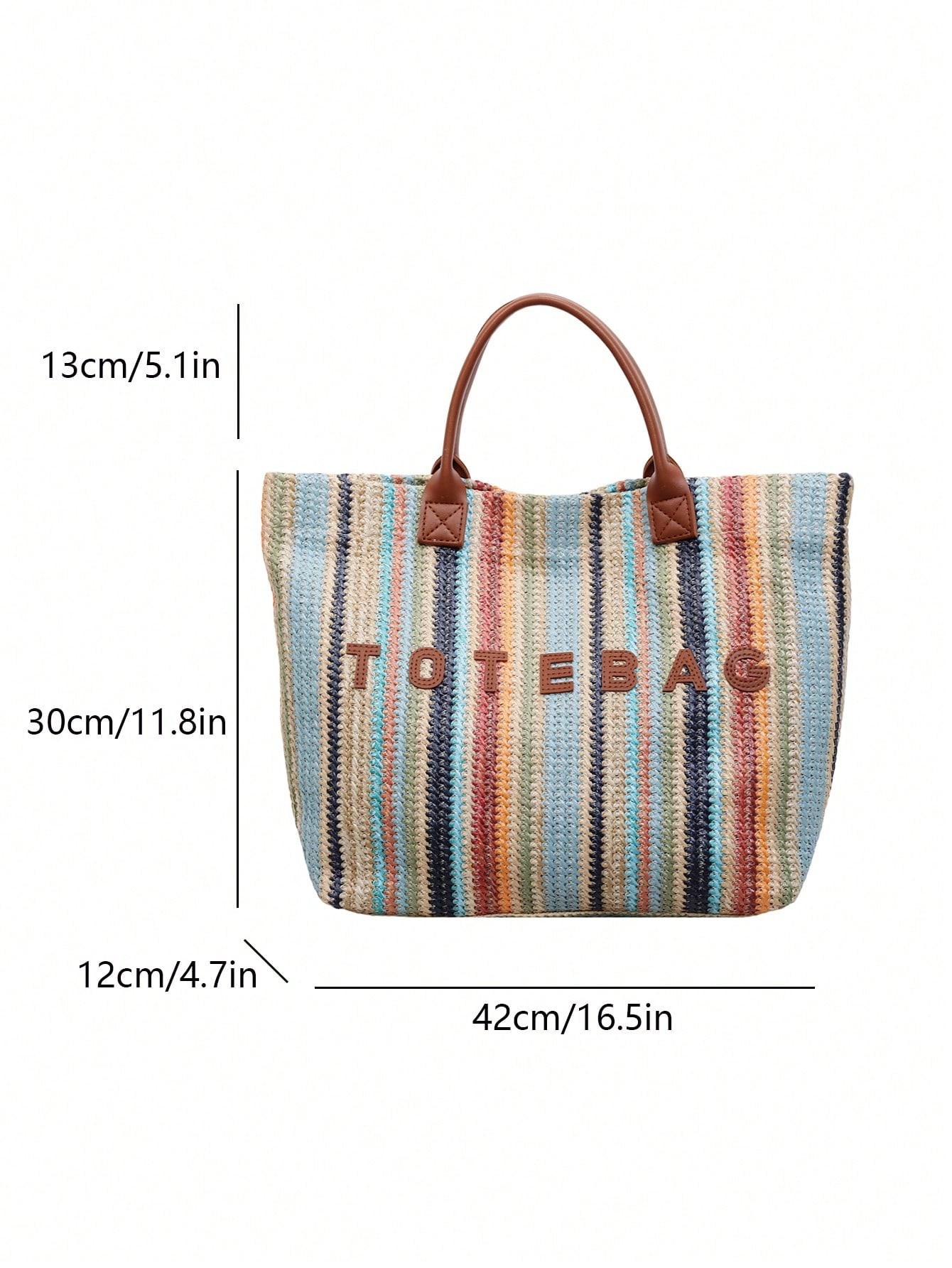 New Large Capacity Letter Decor Woven Straw Tote Bag, Multi-Functional Commute Casual Vacation Woven Straw Handbag Suitable For Commuting, Shopping, Beach Vacation, Office, Holidays