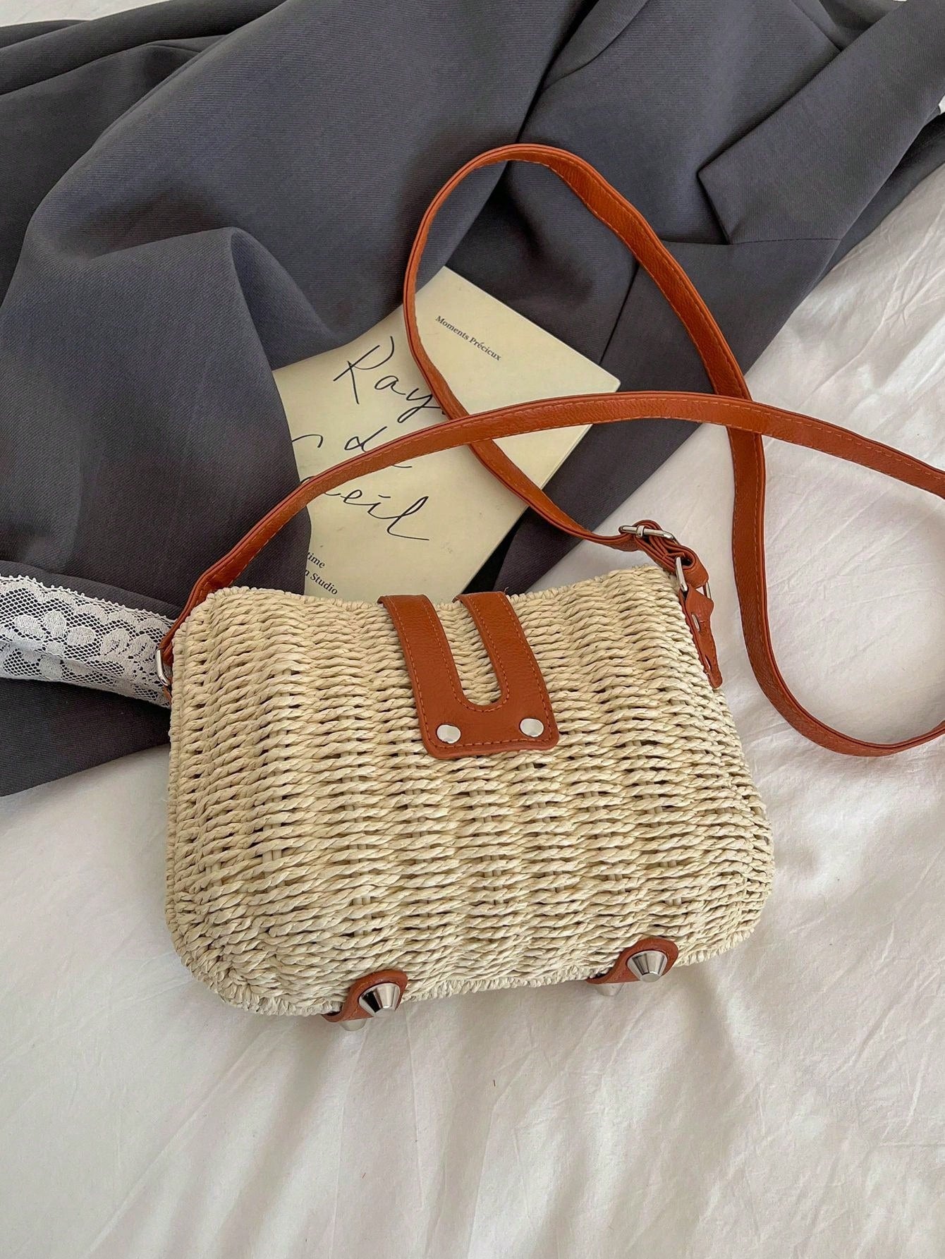 2026 New Arrival Straw Crossbody Bag, Niche Commuter Woven Bag, Women Beach Vacation Straw Bag, Early Spring Versatile Woven Shoulder Bag