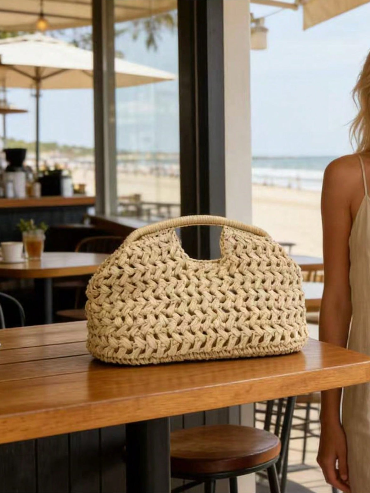 2025 New Natural Fiber Clutch Bag, Handwoven Raffia Straw Summer Beach Bag For Women