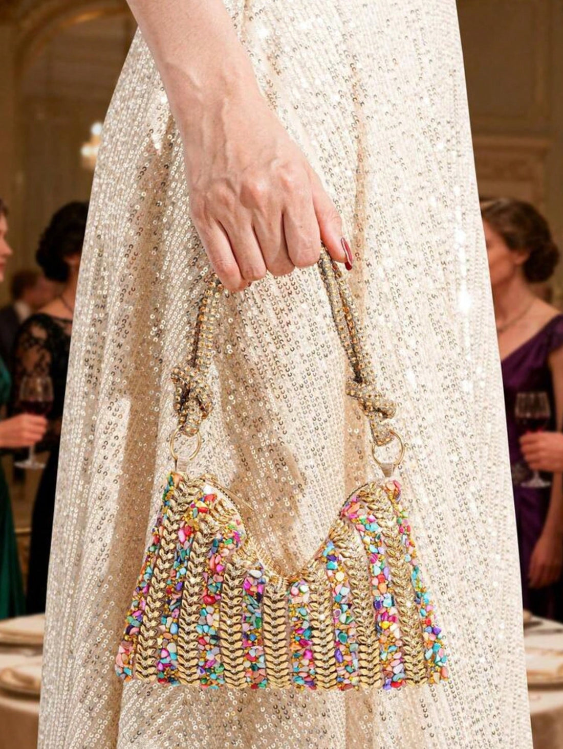 2026 New Rhinestone Decorated Evening Bag, Colorful Banquet Bag, Elegant Party Event Handbag,