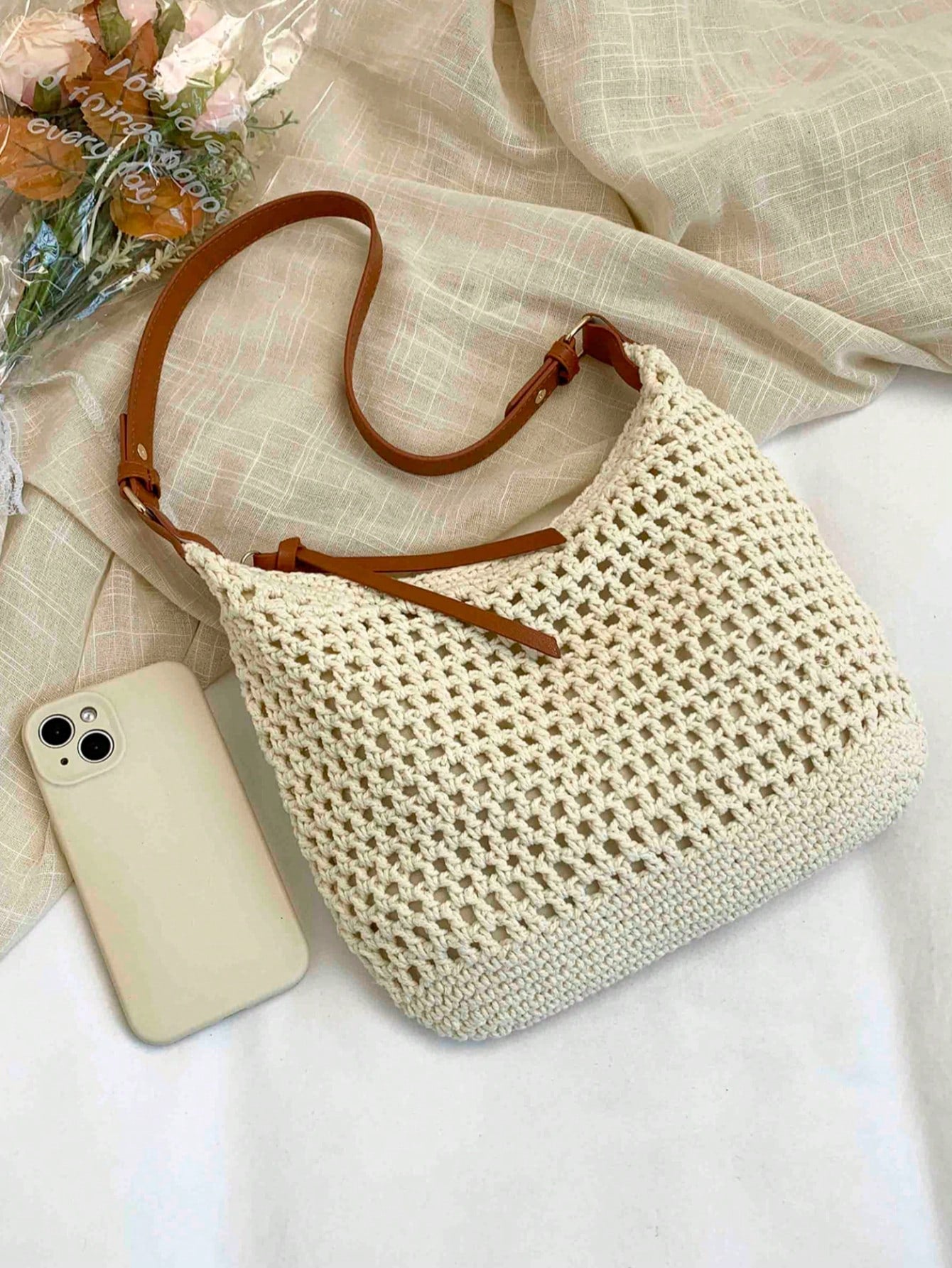 Dedoo Crochet Shoulder Bag For Women Lightweight Woven Beach Tote Handbag For Summer Vacations