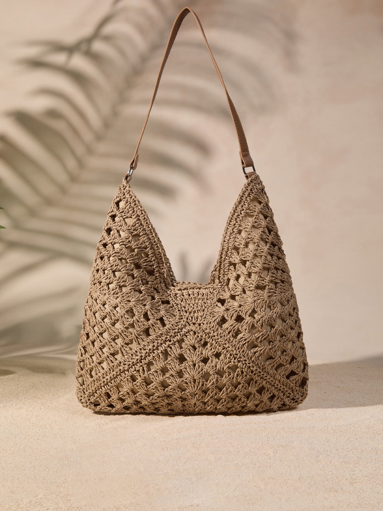 Tropiscape Women's Hand-Woven Grandmother Check Contrasting Large Capacity Tote Bag, Beach Necessities, Beach Essentials,Beach Stuff & Summer Essentials