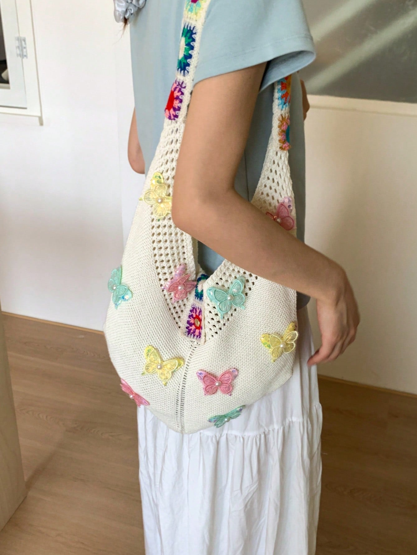 Summer New Casual Straw Tote Bag, Women Large Capacity Shoulder Shopping Handbag , Summer , Beach