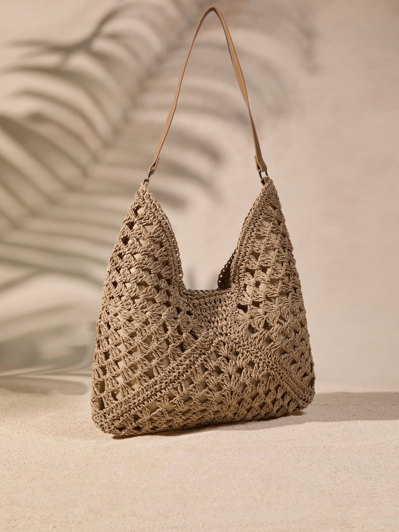 Tropiscape Women's Hand-Woven Grandmother Check Contrasting Large Capacity Tote Bag, Beach Necessities, Beach Essentials,Beach Stuff & Summer Essentials