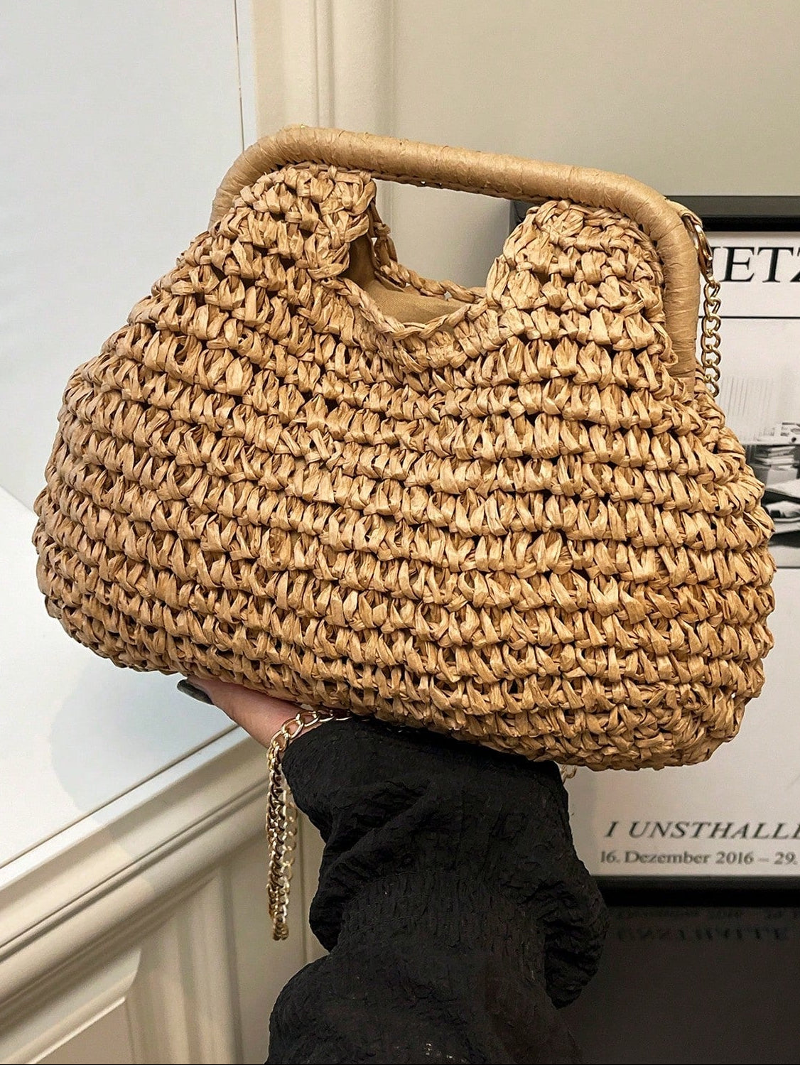 Summer New Style Simple Vacation Travel Beach Paper Woven Crossbody Popular Shoulder Bag For Vacation Travel&Fashionable Clothing Matching&Going Shopping With Friends, Holiday, Woven Bag, Straw Bag